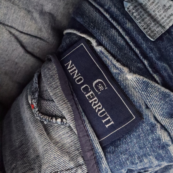 VTG 90s Nino Cerruti Medium Wash Small Blue Denim Long Sleeve Jean Jacket - Picture 5 of 10